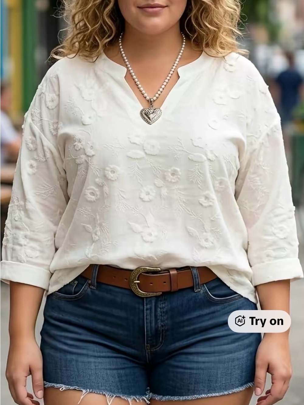 White Embroidered Floral Blouse - Picture 2 of 12